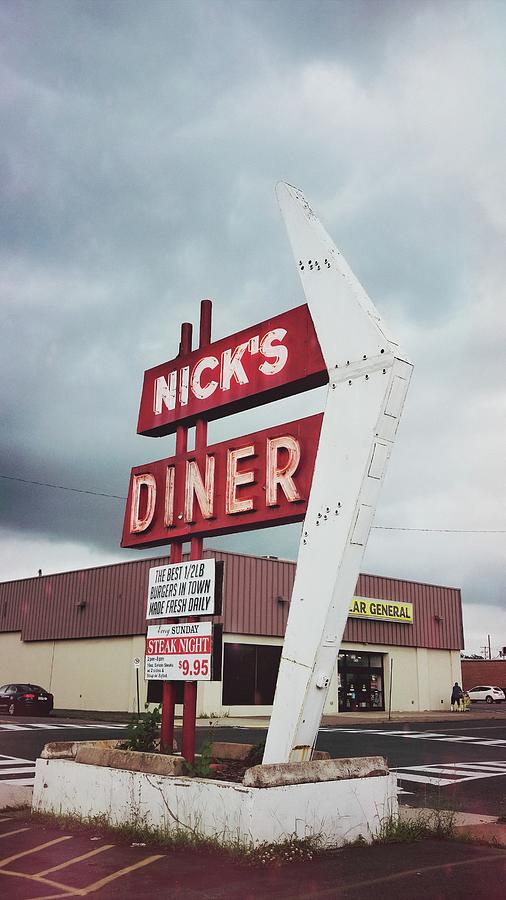 Nicks Diner in Allentown Sign - Aged Photograph by Jason Fink