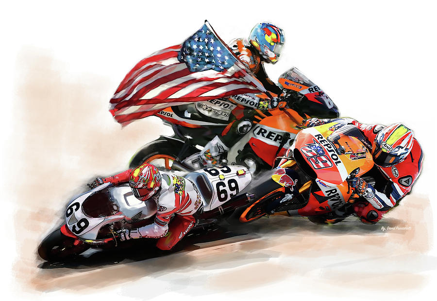 Nicky Hayden  Painting by Iconic Images Art Gallery David Pucciarelli