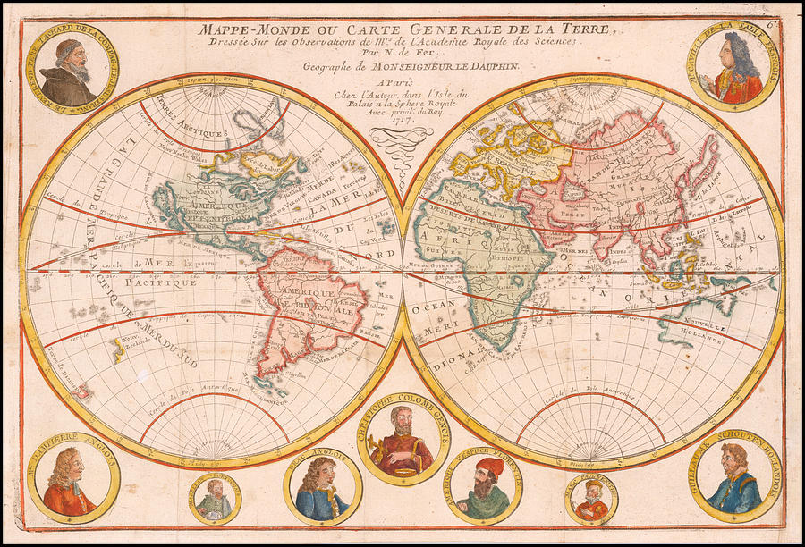 Nicolas De Fer Title Mappe Monde Ou Carte Generale De La Terre Dressee Sur Les Observations De