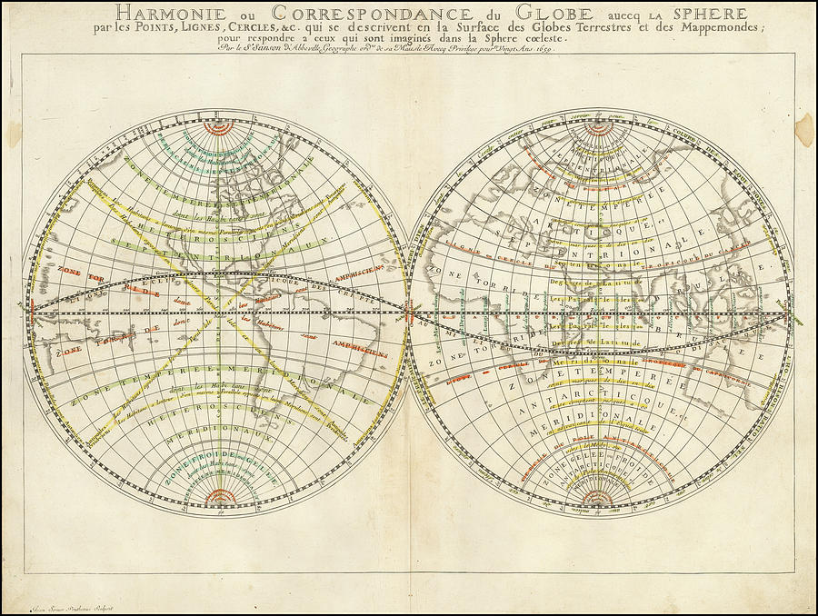 Nicolas Sanson Title Harmonie ou Correspondance du Globe avecq la ...