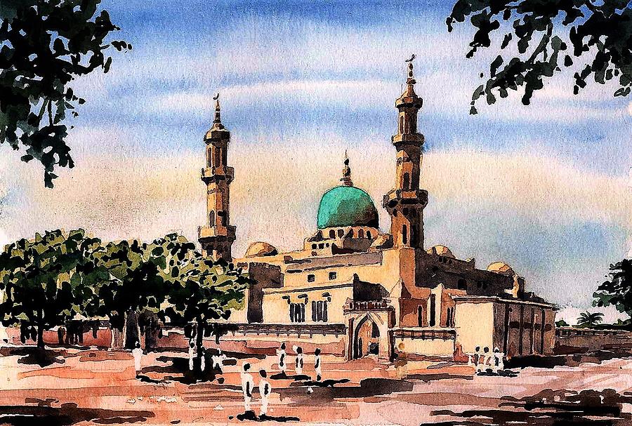 NIGERIA, Kano Mosque 2 Painting by Val Byrne