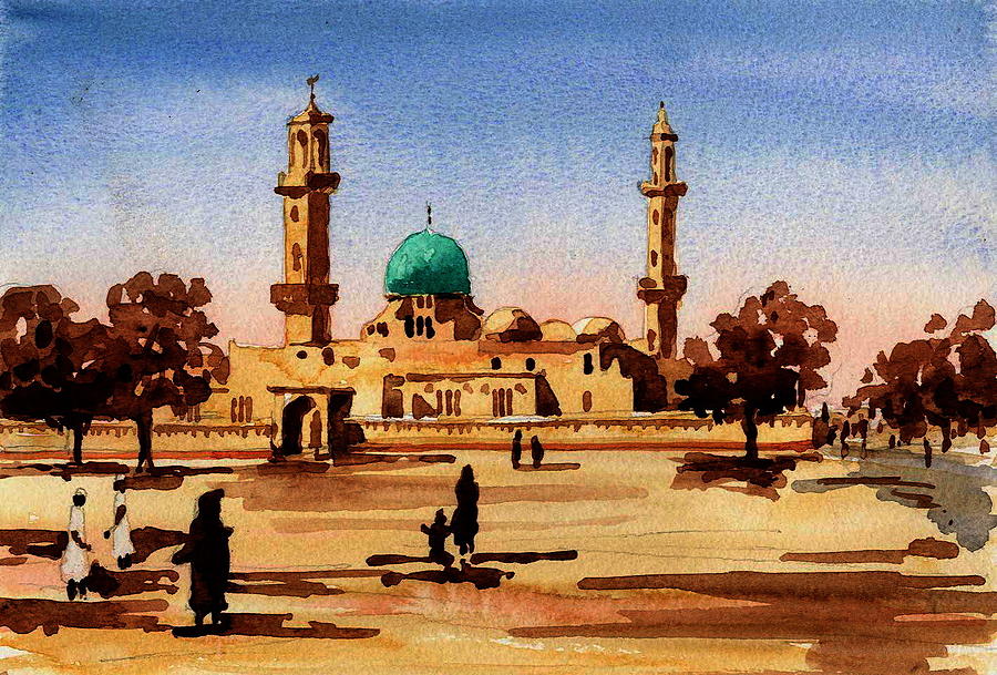 NIGERIA, Kano Mosque Painting by Val Byrne