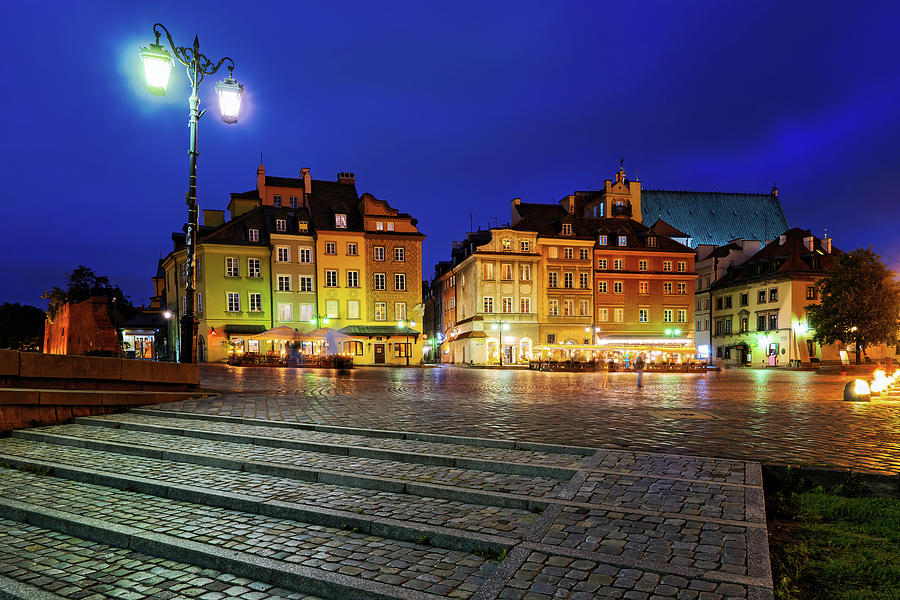 Night at Castle Square in Old Town of Warsaw Photograph by Artur Bogacki