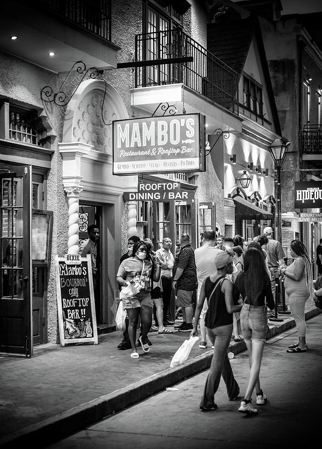 Night At Mambos In Black and White Photograph by Greg and Chrystal Mimbs