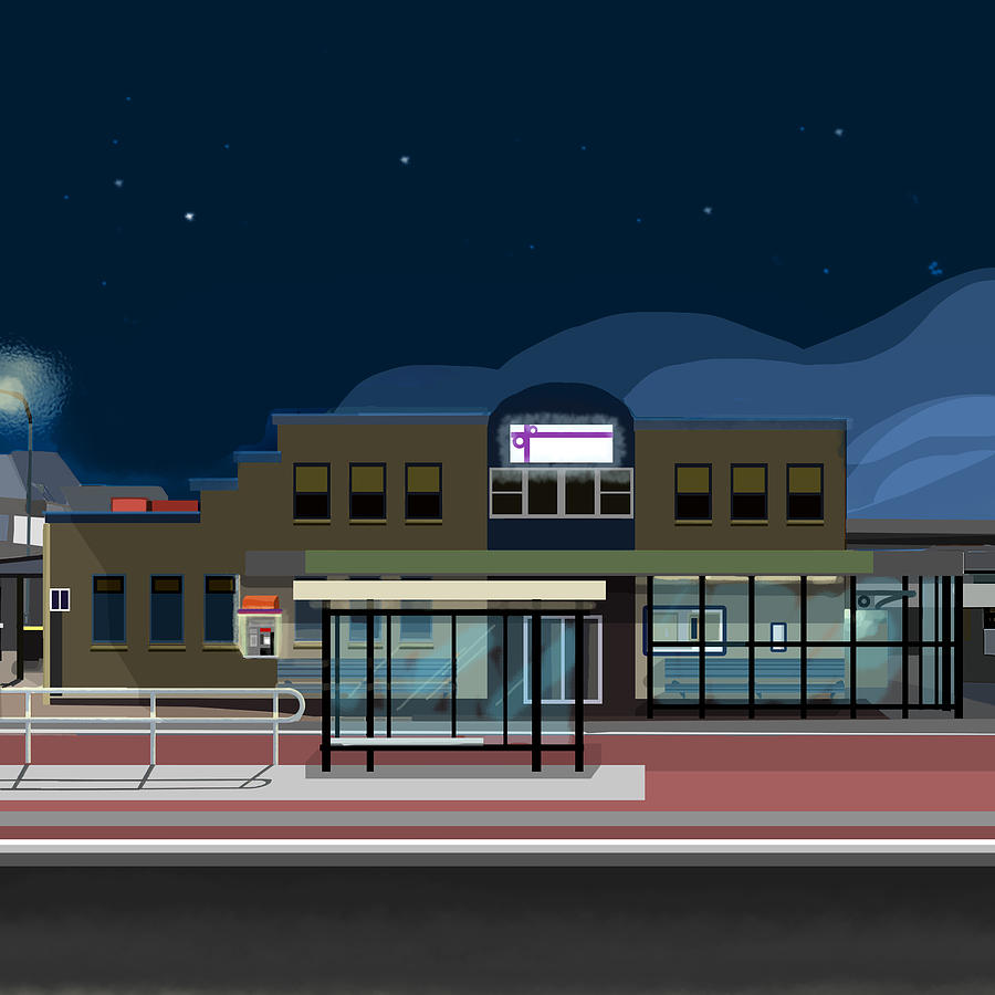 Night at the Bus Stop Digital Art by Donna Huntriss