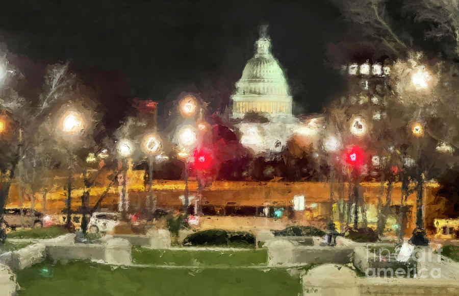 Night at The Capitol Painting by Jon Neidert