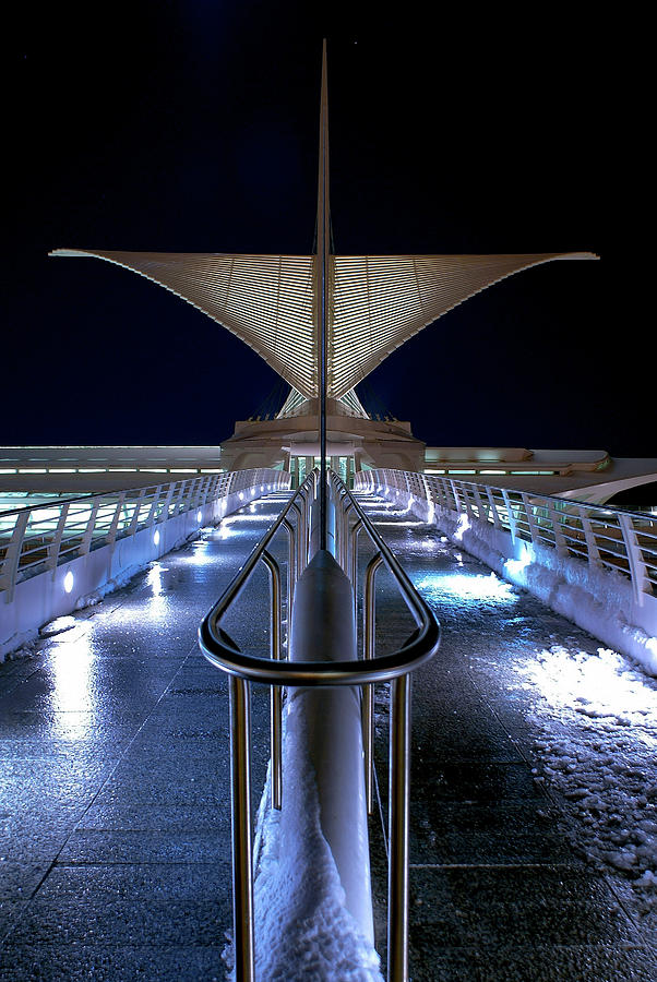 Night at the Milwaukee Art Museum Photograph by Deb Beausoleil