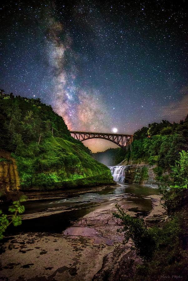 Night at Upper Falls Photograph by Mark Papke