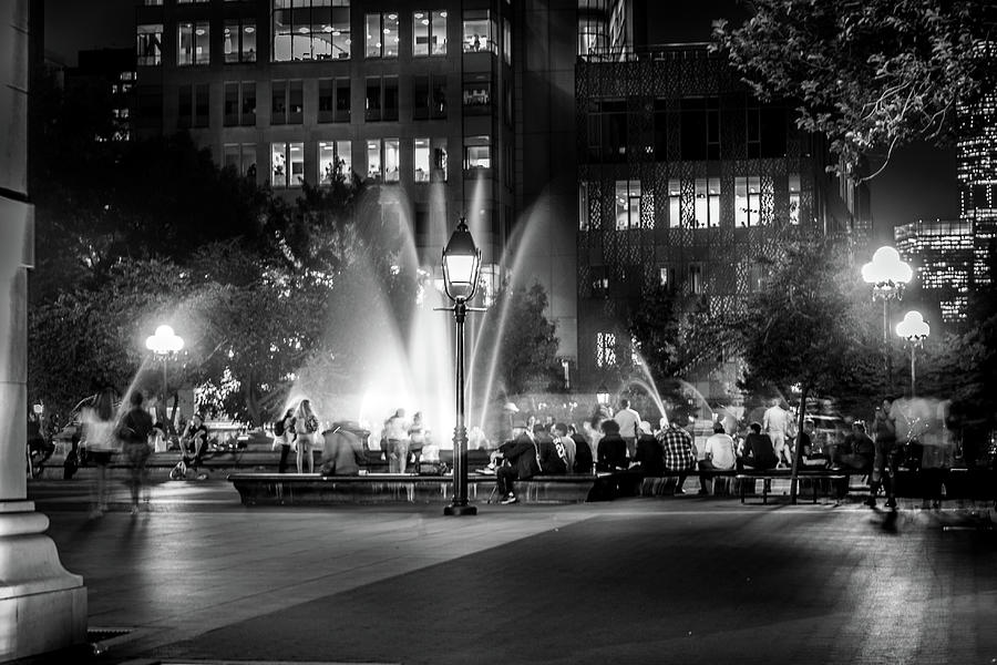 Night At Washington Square In Black and White Photograph by Greg and Chrystal Mimbs