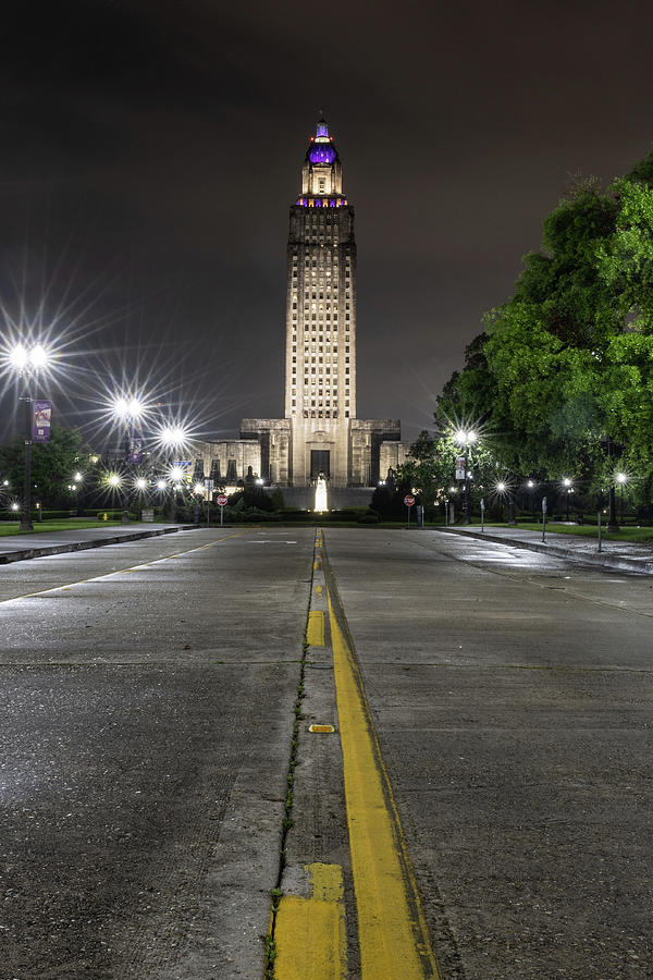 Night Baton Rouge Louisiana  Capitol  Photograph by John McGraw