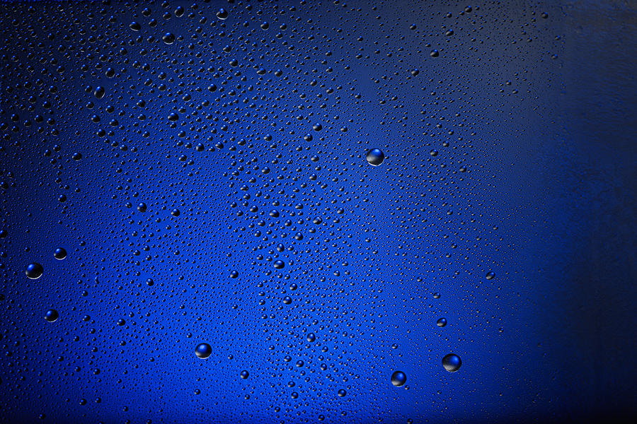 Night blue water drops background   Raindrop on the window glass Photograph by Ultramarinfoto