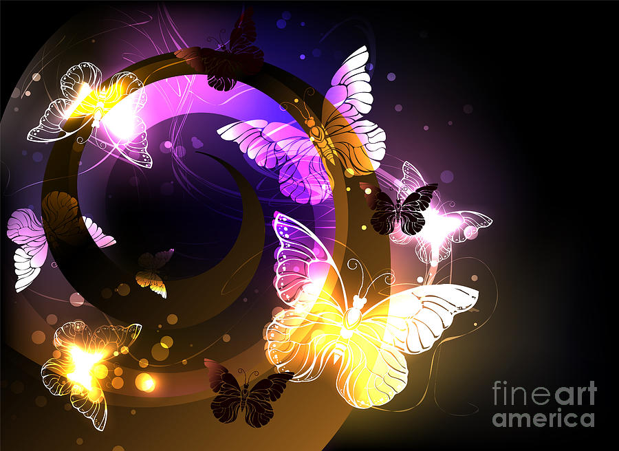 Night Butterflies Whirlwind Butterfly Vortex Digital Art by Amusing DesignCo