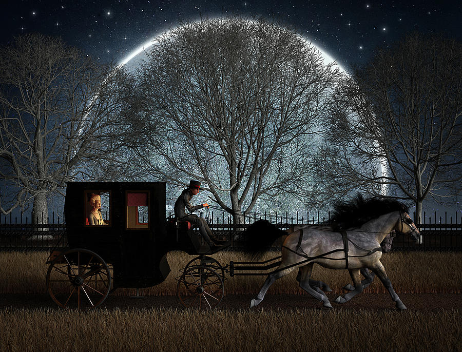 Night Carriage Digital Art by Alisa Williams