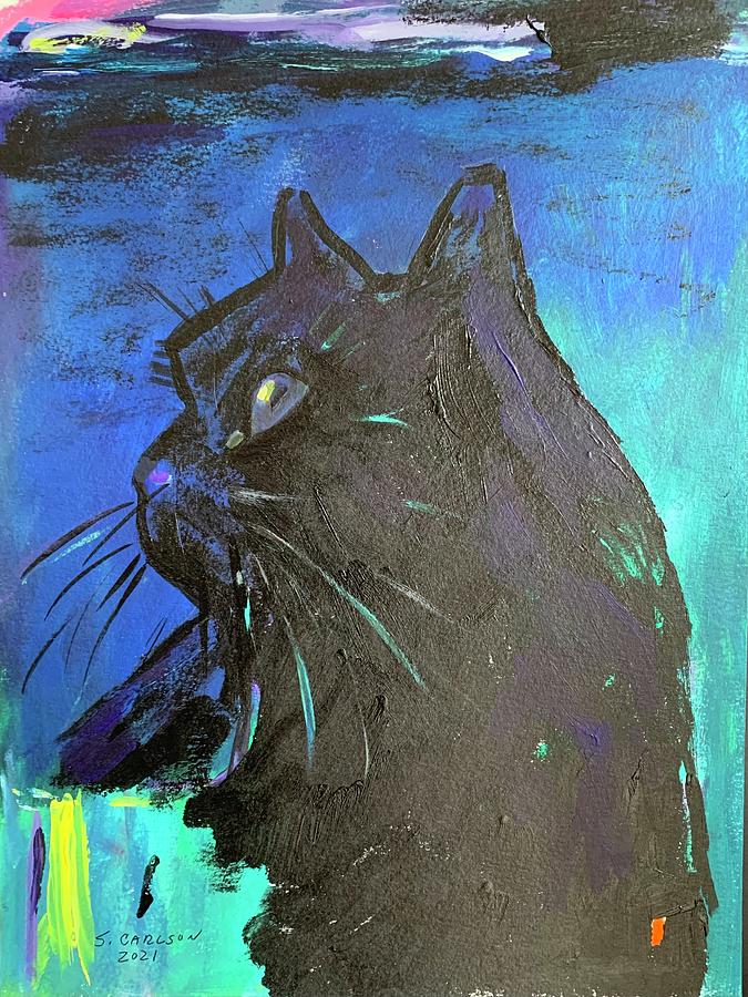 Night Cat Painting by Sue Carlson - Fine Art America