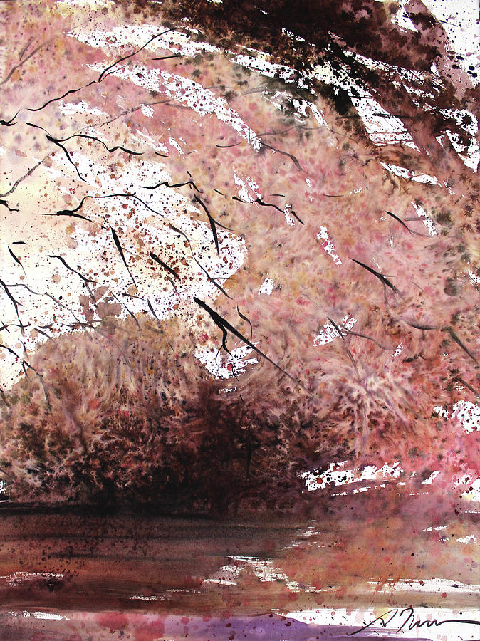 Night Cherry Tree Triptych 1 of 3 Right Painting by Sumiyo Toribe