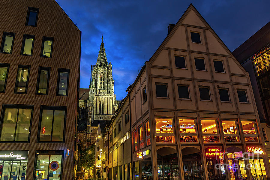 Architecture Photograph - Night cityscape of the historic city of Ulm by Guido Paradisi