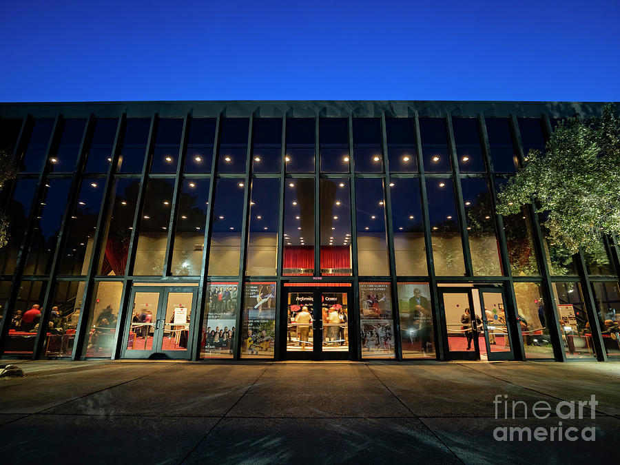 Las Vegas Photograph - Night exterior view of the Artemus W. Ham Concert Hall in UNLV by Chon Kit Leong