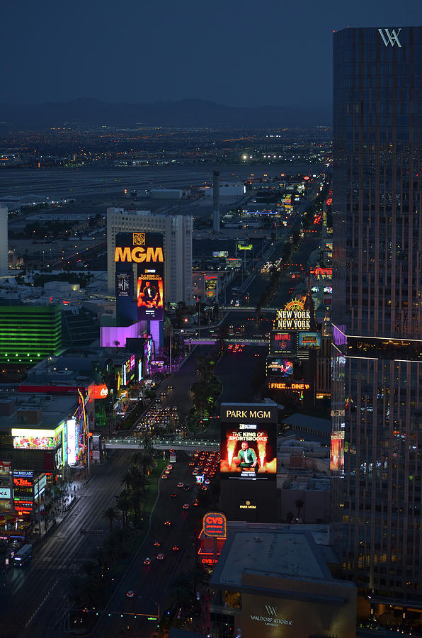 Night Falling on The Strip South Las Vegas Boulevard Photograph by Shawn OBrien