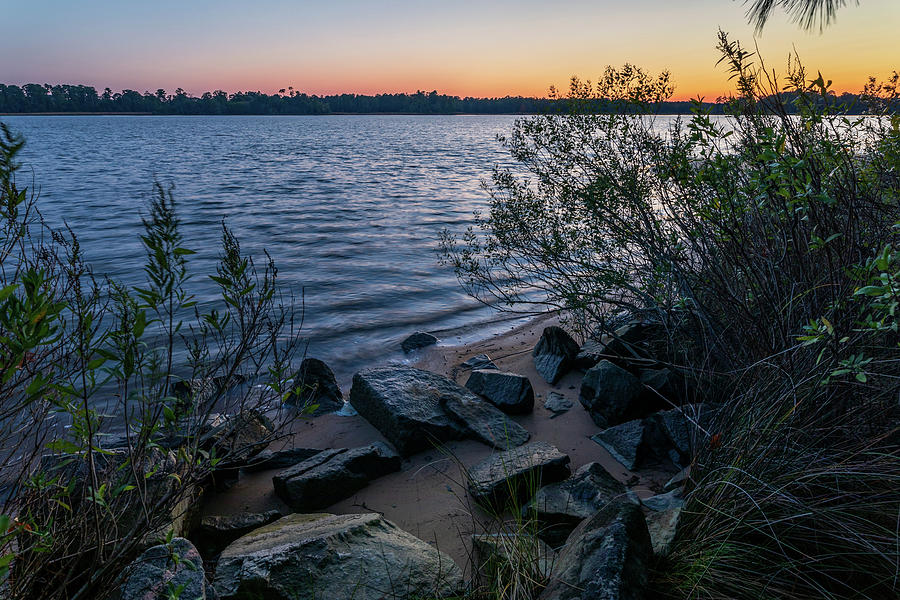 Night Falls at the Waters Edge Photograph by Rachel Morrison