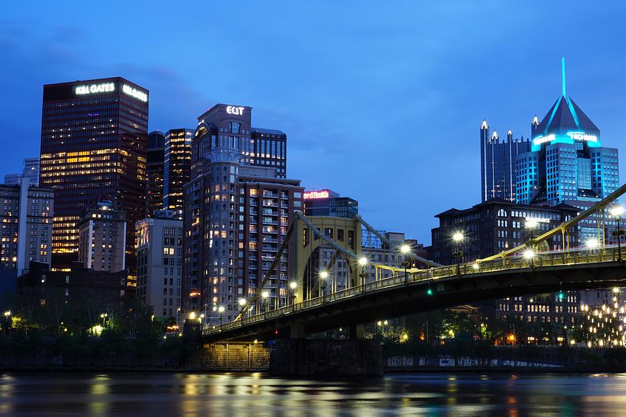 Night falls on Pittsburgh Photograph by Patricia Caron