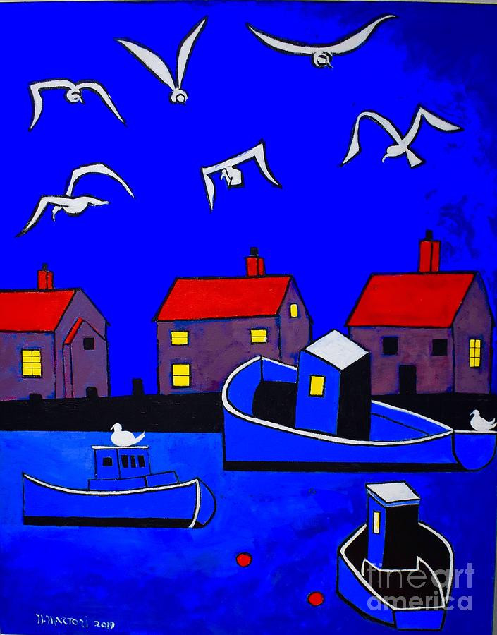 Boat Painting - Night Fishing by Nicholas Martori
