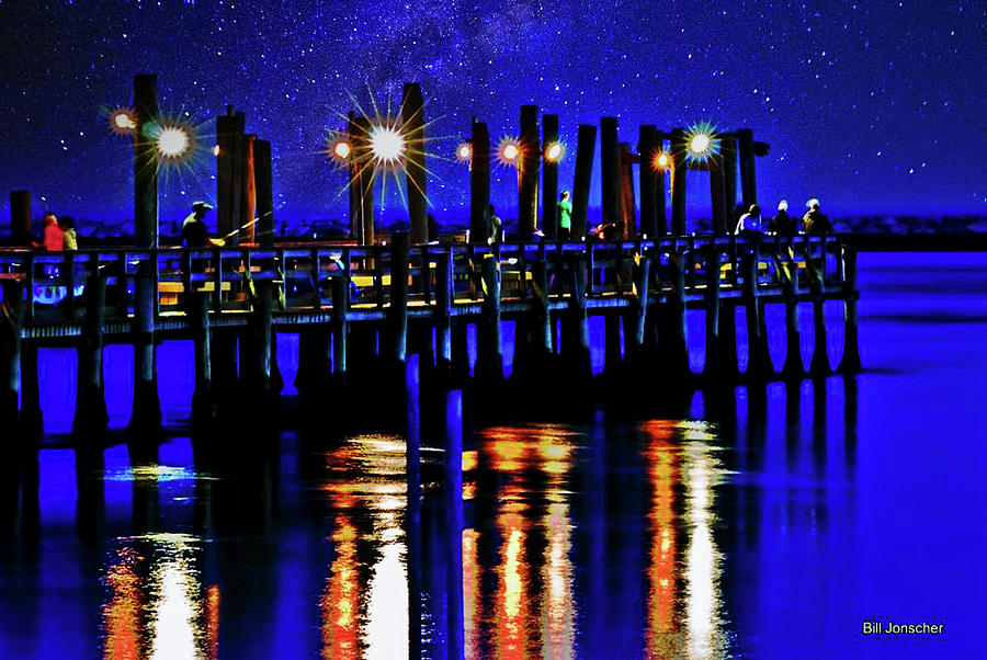 Night fishing, Ocean City, MD Photograph by Bill Jonscher