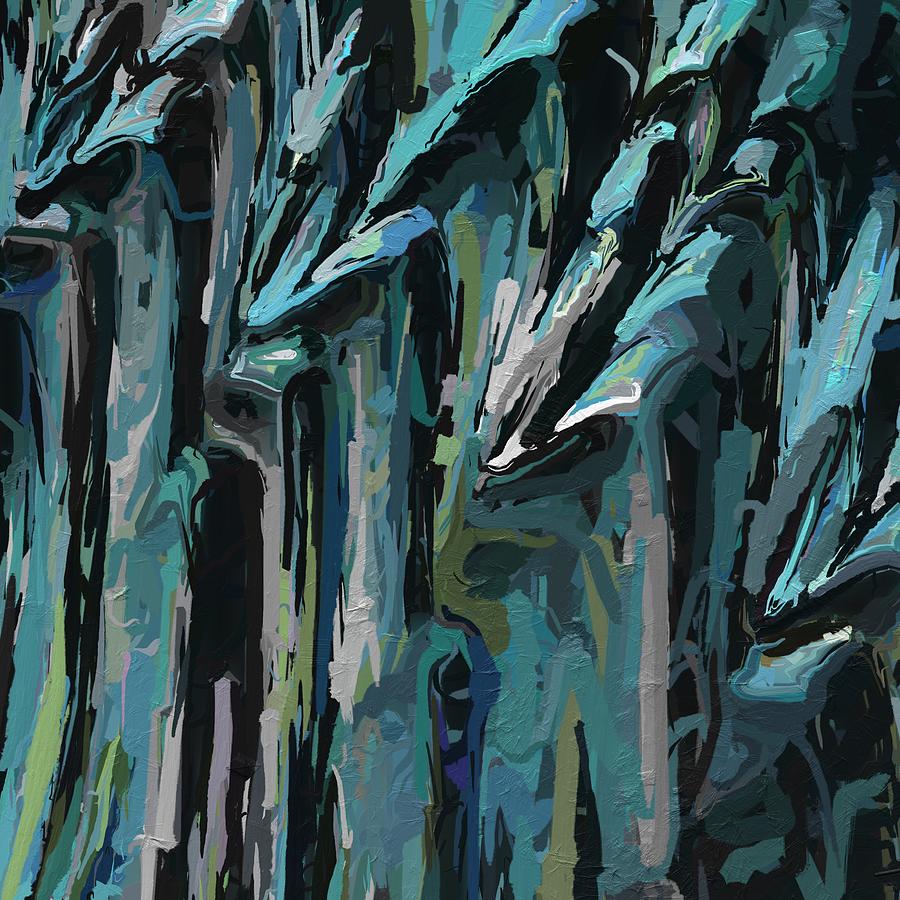Night Forest abstract painting Mixed Media by Bonnie Bruno