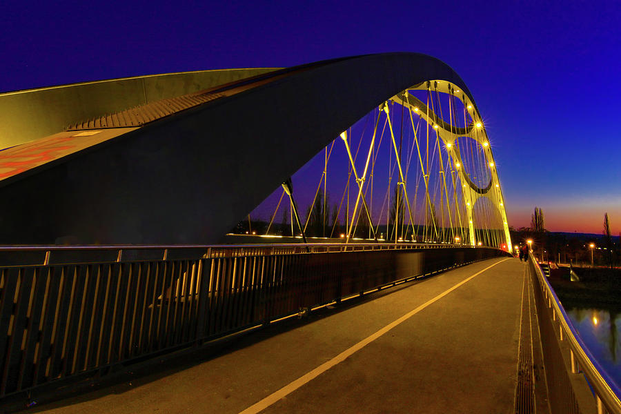 Night Frankfurt Bridge Photograph