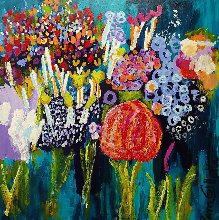 Night Garden Painting by Pam Gillette