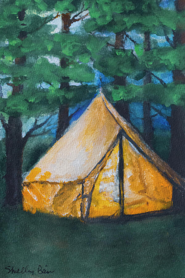 Glamping Painting - Night Glamping by Shelley Bain