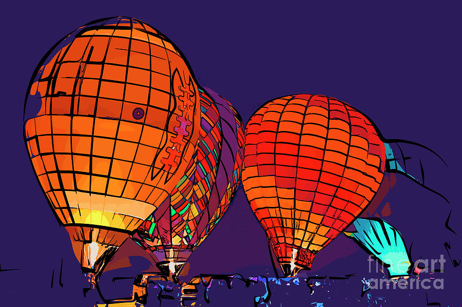 Night Glow Hot Air Balloons In Abstract Digital Art by Kirt Tisdale
