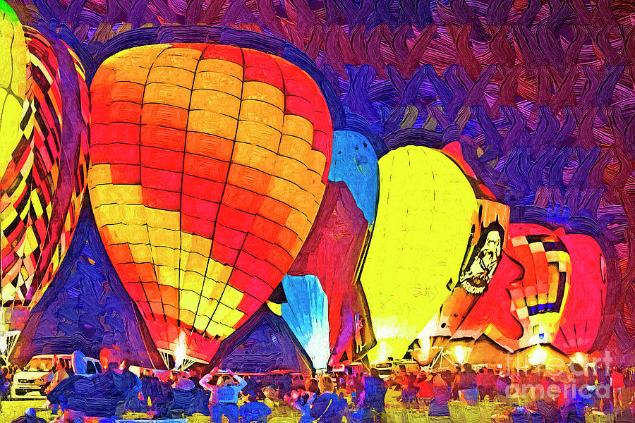 Night Hot Air Balloon Festival In Fauvism Digital Art by Kirt Tisdale