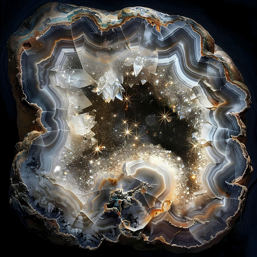 Druzy Quartz Digital Art - Night in Crystal by Lena Nordstrom