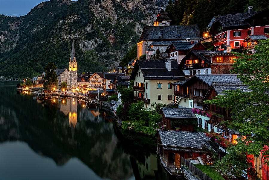 Landscape Photograph - Night in Hallstatt by Andrei Dima Landscape Photograph - Night in Hallstatt by Andrei Dima