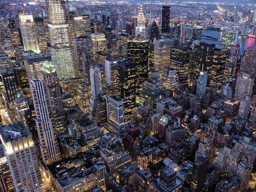 Night In Midtown Manhattan Photograph by Alberto Zanoni