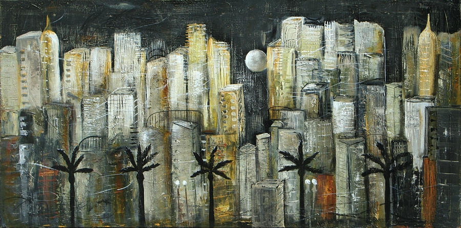 Night in the city Painting by Lauren  Marems