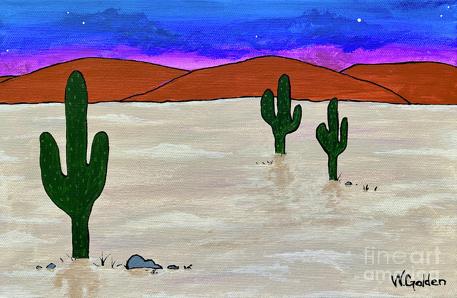 Night in the Desert Painting by Wendy Golden