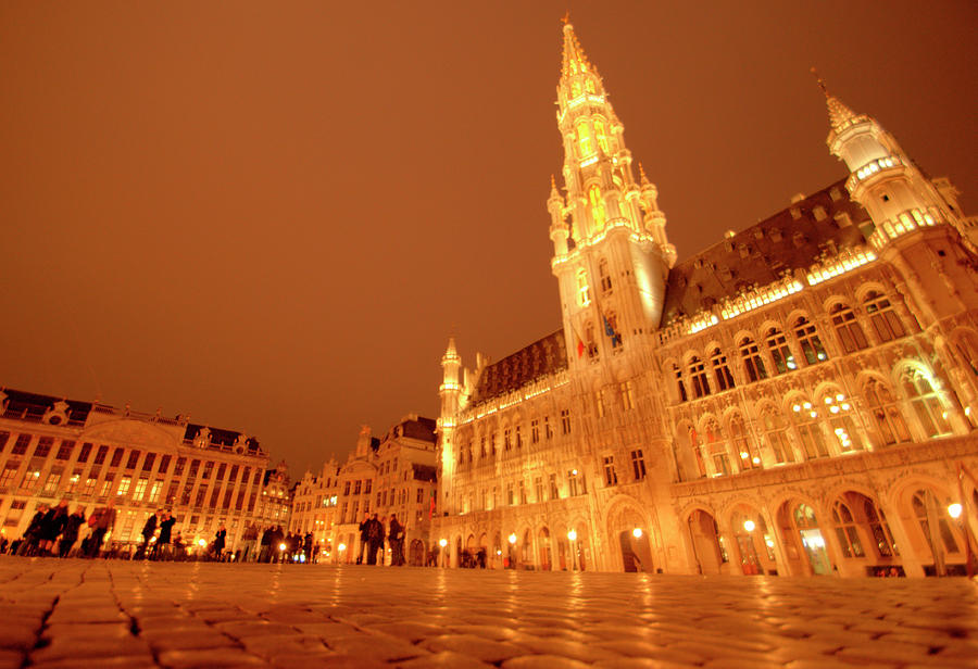 Night in the Grand Place Photograph by Deborah Smolinske