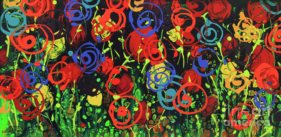 Night Joy Garden Painting by Jeanette French