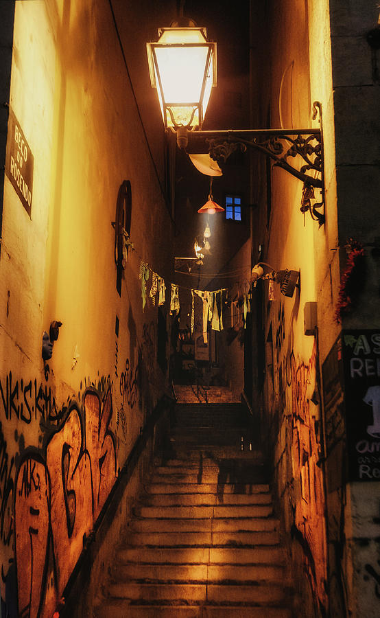 Night laundry alley Photograph by Micah Offman