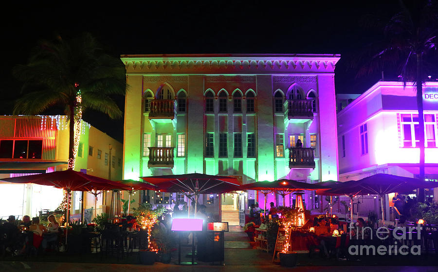 Night Life in South Beach - Miami Photograph by Doc Braham