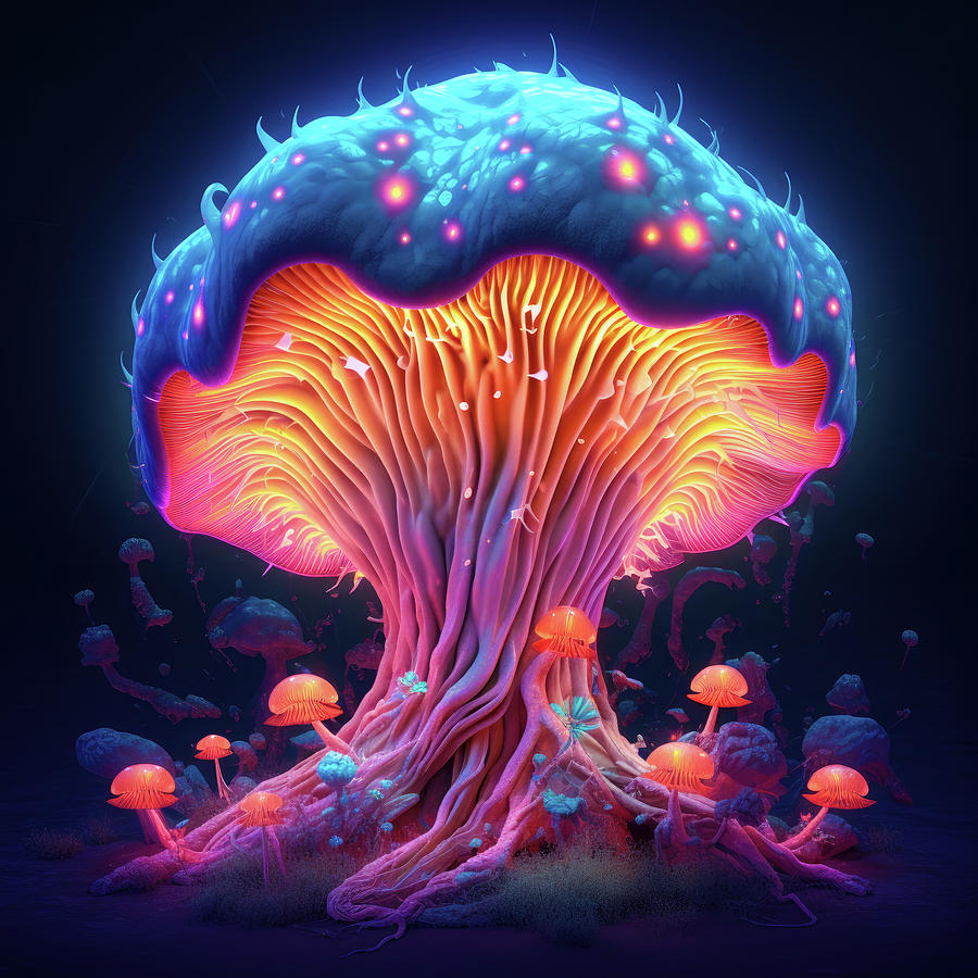 Night Lights 04 Glowing Mushroom Digital Art by Matthias Hauser