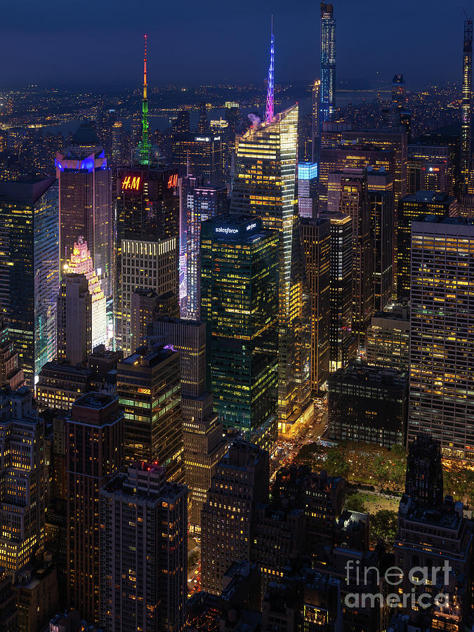 Night Lights New York City Times Square From Above Photograph