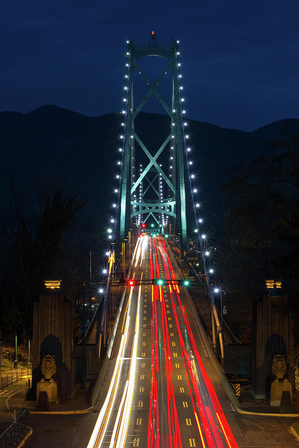 Night Lights on the Lions Gate Photograph by Michael Russell