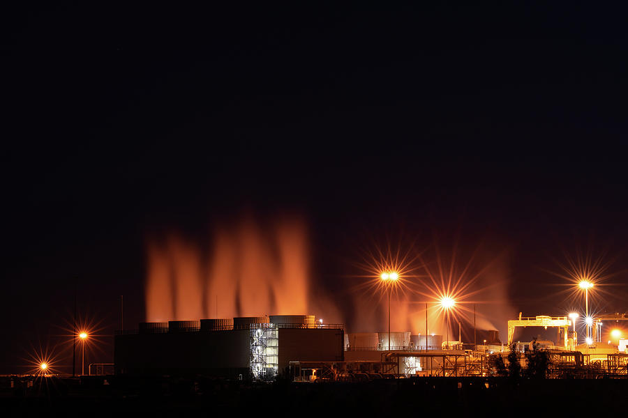 Geothermal Plant - Night Lights Photograph by Tina Horne
