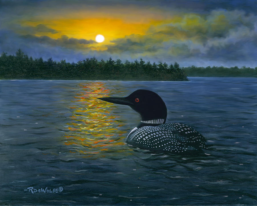 Night Loon Painting by Richard De Wolfe