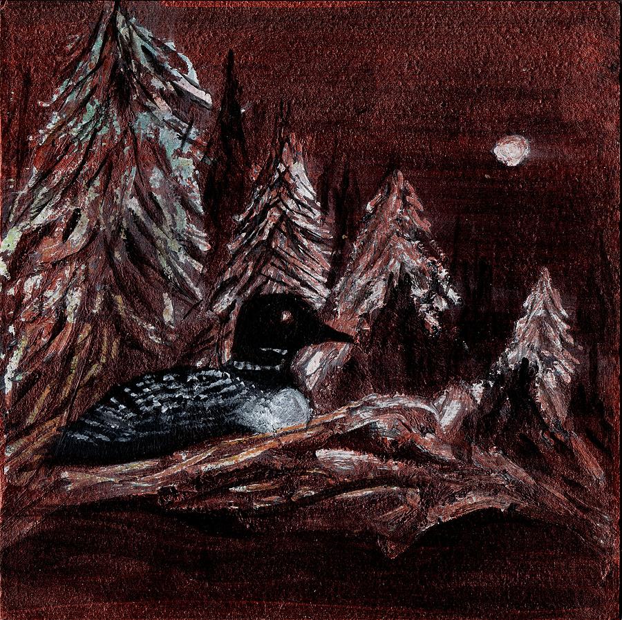 Night Loon Painting by Tammy Nara