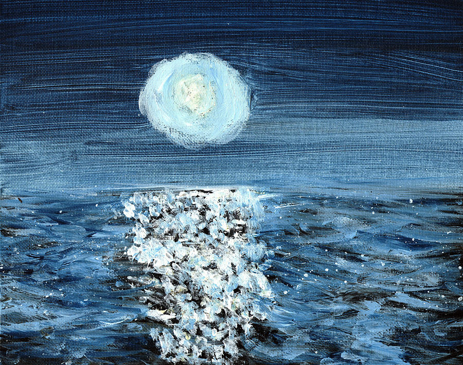 Night Ocean Glow Painting By Jenefer White Fine Art America   Night Ocean Glow Jenefer White 