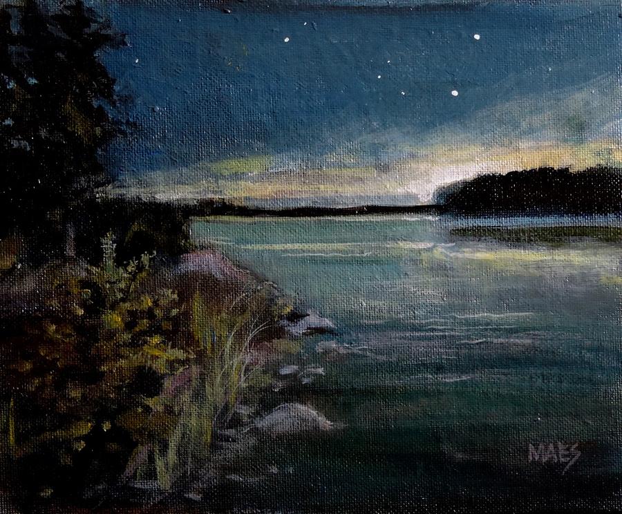 Night on Lac Kipawa Painting by Walt Maes