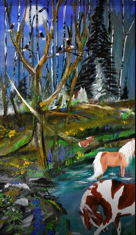 Night on the River  Painting by Susan Voidets